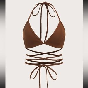 Brown strapped crop top